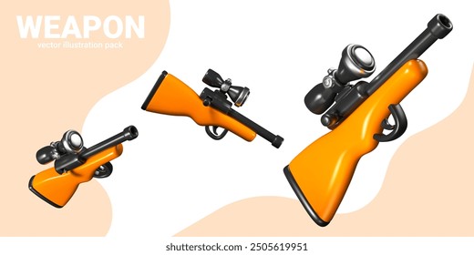 Vector rifle with sniper scope. Stylish modern firearm with orange butt