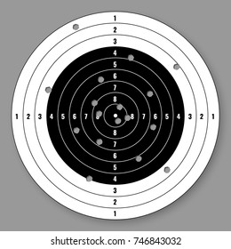 Vector Rifle Target With Bullet Holes