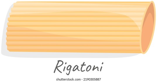 Vector rigatoni icon, singl rigatoni, illustration for food blog or menu design, Italian cuisine. Traditional Italian dish. Pasta. Classic agnolotti. Tortelli. Square dough products with filling