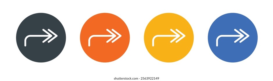 Vector Right Arrow In Circles Icon Set