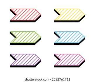 Vector Right Arrow Icon Set With Striped Style