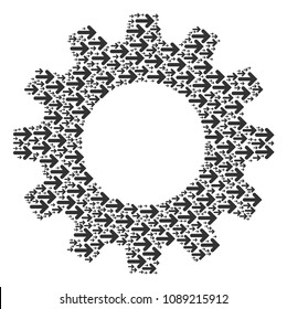 Vector right arrow icons are composed into gear figure. Mechanics design concept constructed of right arrow icons.