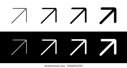 Vector right diagonal arrow chevron icon. Perfect for app and web interfaces, infographics, presentations, marketing, etc.