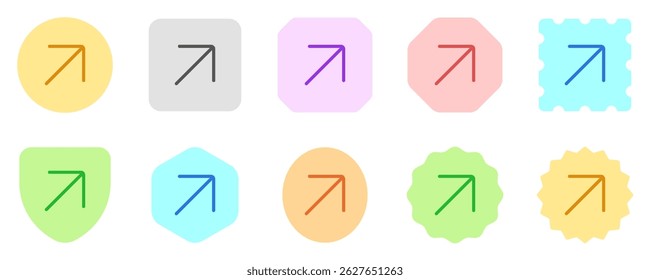 Vector right diagonal arrow chevron icon. Perfect for app and web interfaces, infographics, presentations, marketing, etc.