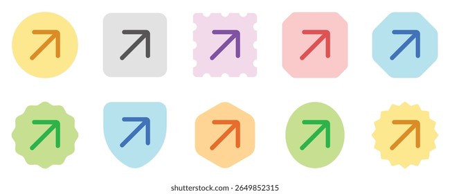Ícone de divisa de seta diagonal direita vetorial. Perfeito para aplicativos e interfaces web, infográficos, apresentações, marketing, etc.
