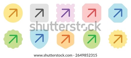 Vector right diagonal arrow chevron icon. Perfect for app and web interfaces, infographics, presentations, marketing, etc.