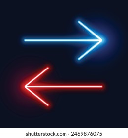 Vektorgrafik Pfeil nach rechts und links mit Neonstil