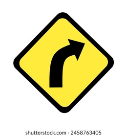 Vector Right turn traffic sign, transparent