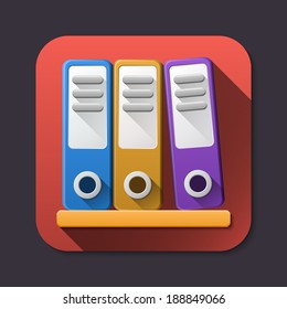 Vector ring binders icon with long shadows