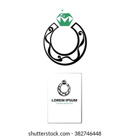 Vector ring / horseshoe-shaped mark. Logo. Business icon for the company. Jewelry. Wedding / engagement day. Vector illustration.
