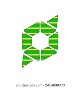 Vector ring icon in green and yellow on a white background, great for an icon or symbol in your design.