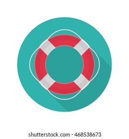 Vector ring lifebuoy icon whit long shadow. Design element.