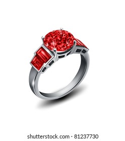 vector ring with red diamond