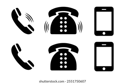 Vector Ringing phone icon set.