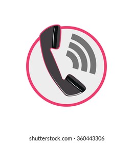 Vector Ringing Phone with waves of sound round Icon 