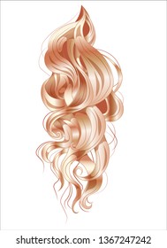 vector ringlets of hair, long and curling, golden
