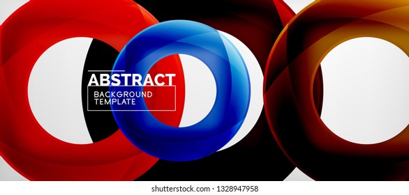 Vector rings abstract background, modern illustration template