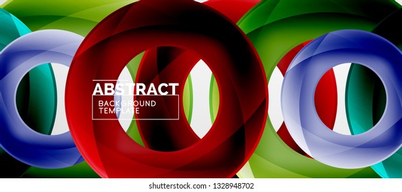Vector rings abstract background, modern illustration template