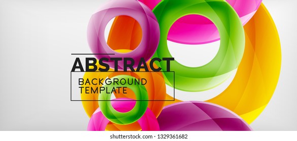 Vector rings abstract background, modern illustration template