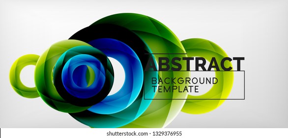 Vector rings abstract background, modern illustration template