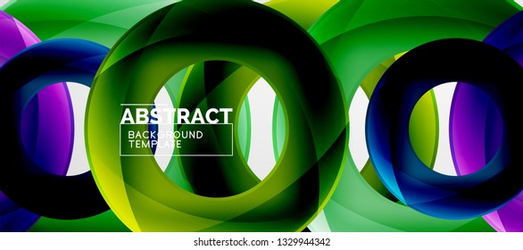 Vector rings abstract background, modern illustration template