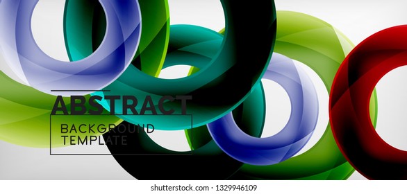 Vector rings abstract background, modern illustration template