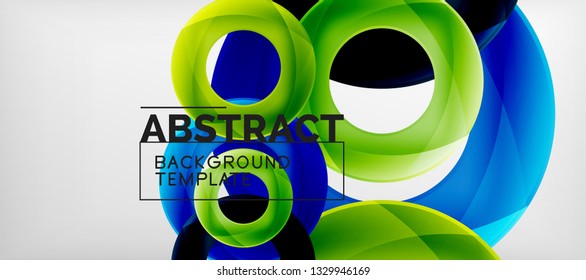 Vector rings abstract background, modern illustration template