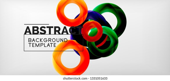 Vector rings abstract background, modern illustration template