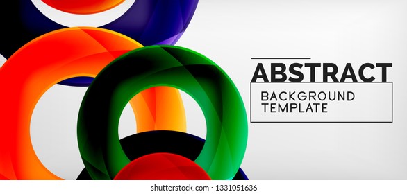 Vector rings abstract background, modern illustration template