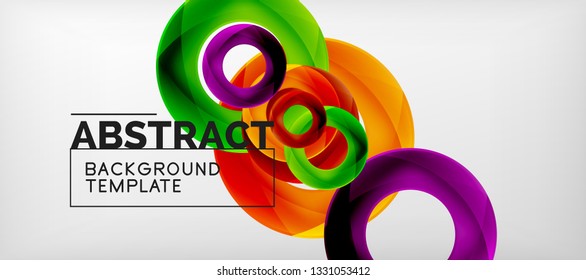 Vector rings abstract background, modern illustration template