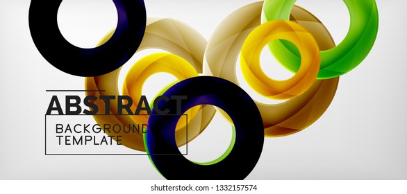 Vector rings abstract background, modern illustration template