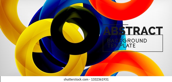 Vector rings abstract background, modern illustration template