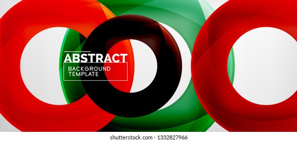 Vector rings abstract background, modern illustration template