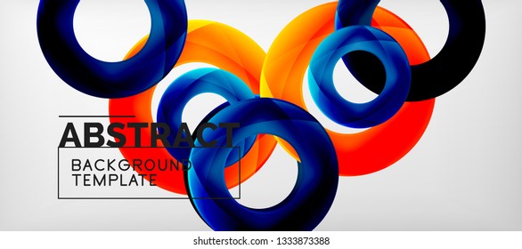 Vector rings abstract background, modern illustration template
