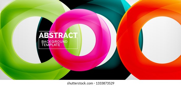 Vector rings abstract background, modern illustration template
