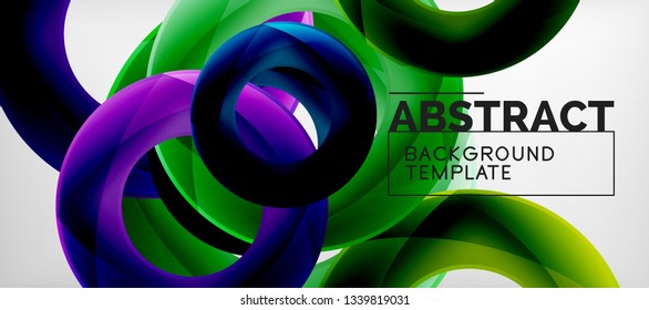 Vector rings abstract background, modern illustration template