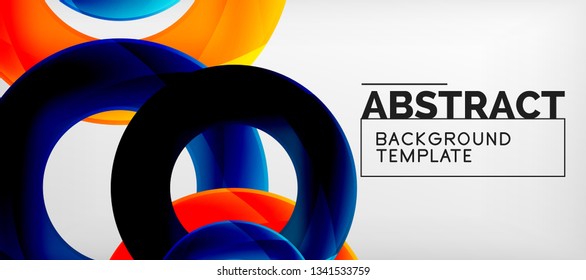 Vector rings abstract background, modern illustration template