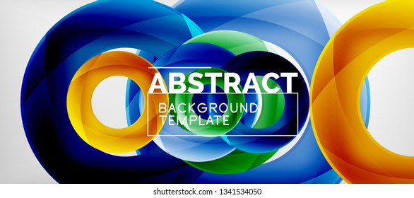 Vector rings abstract background, modern illustration template