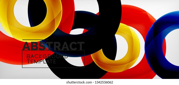 Vector rings abstract background, modern illustration template