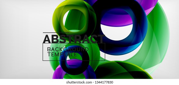 Vector rings abstract background, modern illustration template