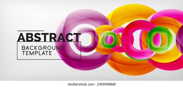 Vector rings abstract background, modern illustration template