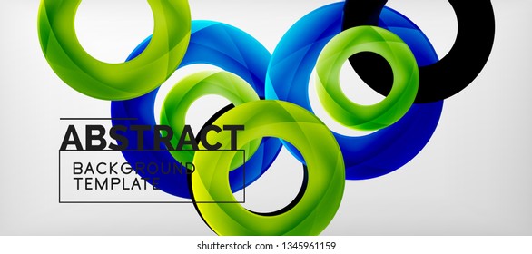 Vector rings abstract background, modern illustration template
