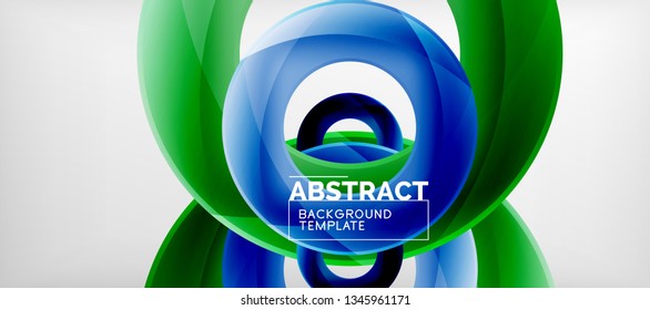 Vector rings abstract background, modern illustration template