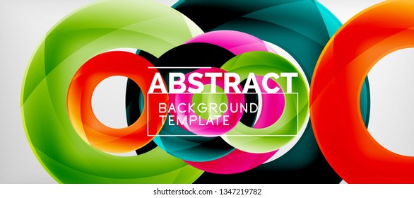 Vector rings abstract background, modern illustration template