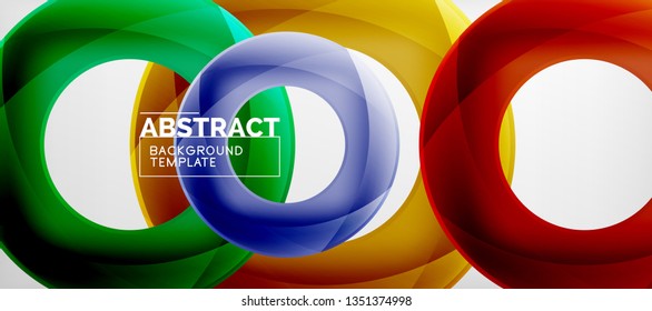 Vector rings abstract background, modern illustration template
