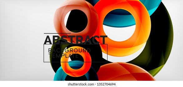 Vector rings abstract background, modern illustration template