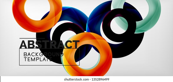 Vector rings abstract background, modern illustration template