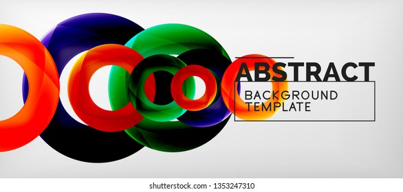 Vector rings abstract background, modern illustration template