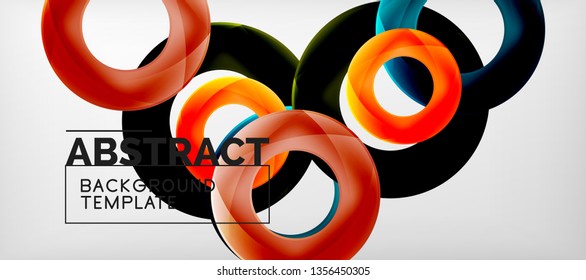 Vector rings abstract background, modern illustration template