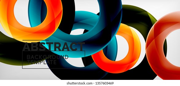 Vector rings abstract background, modern illustration template